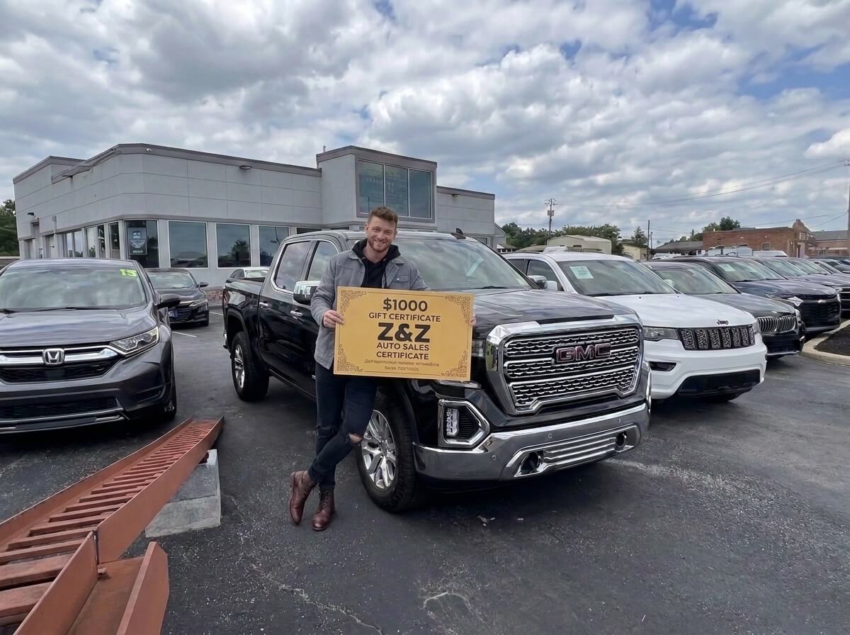 Marcus Reid with his new truck at ZZ Auto Sales